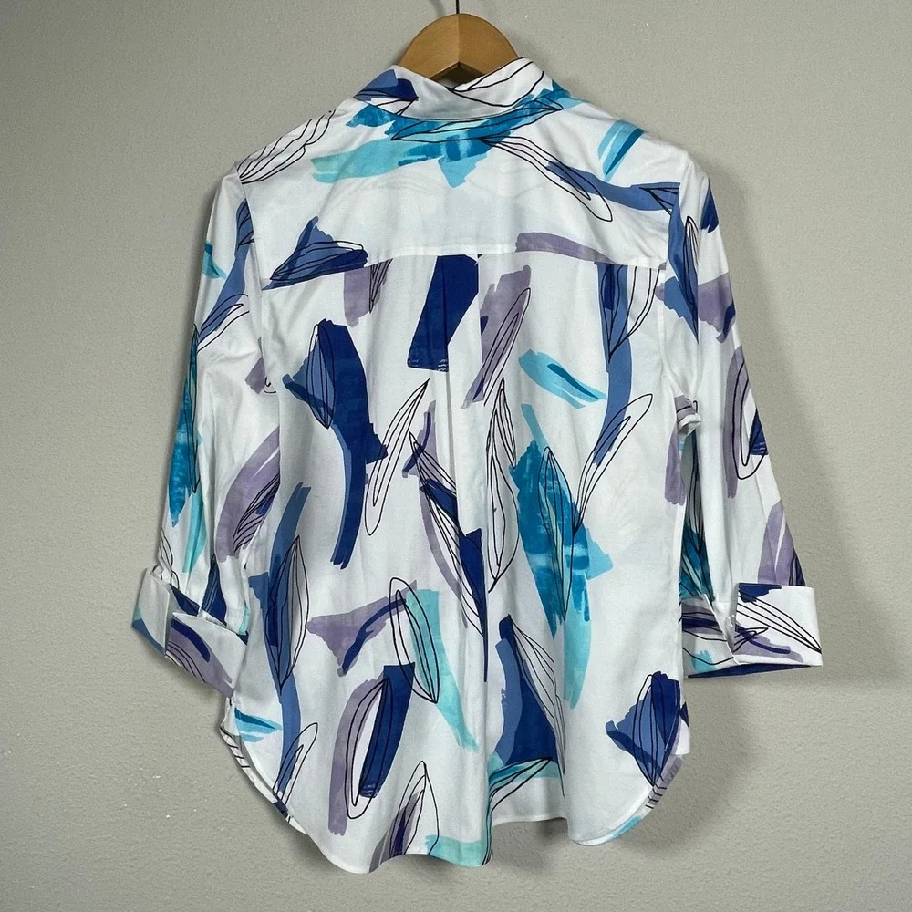 Chico's Floral Midi Dress Women Size Medium Blue‎ Purple Sleeveless Botanical